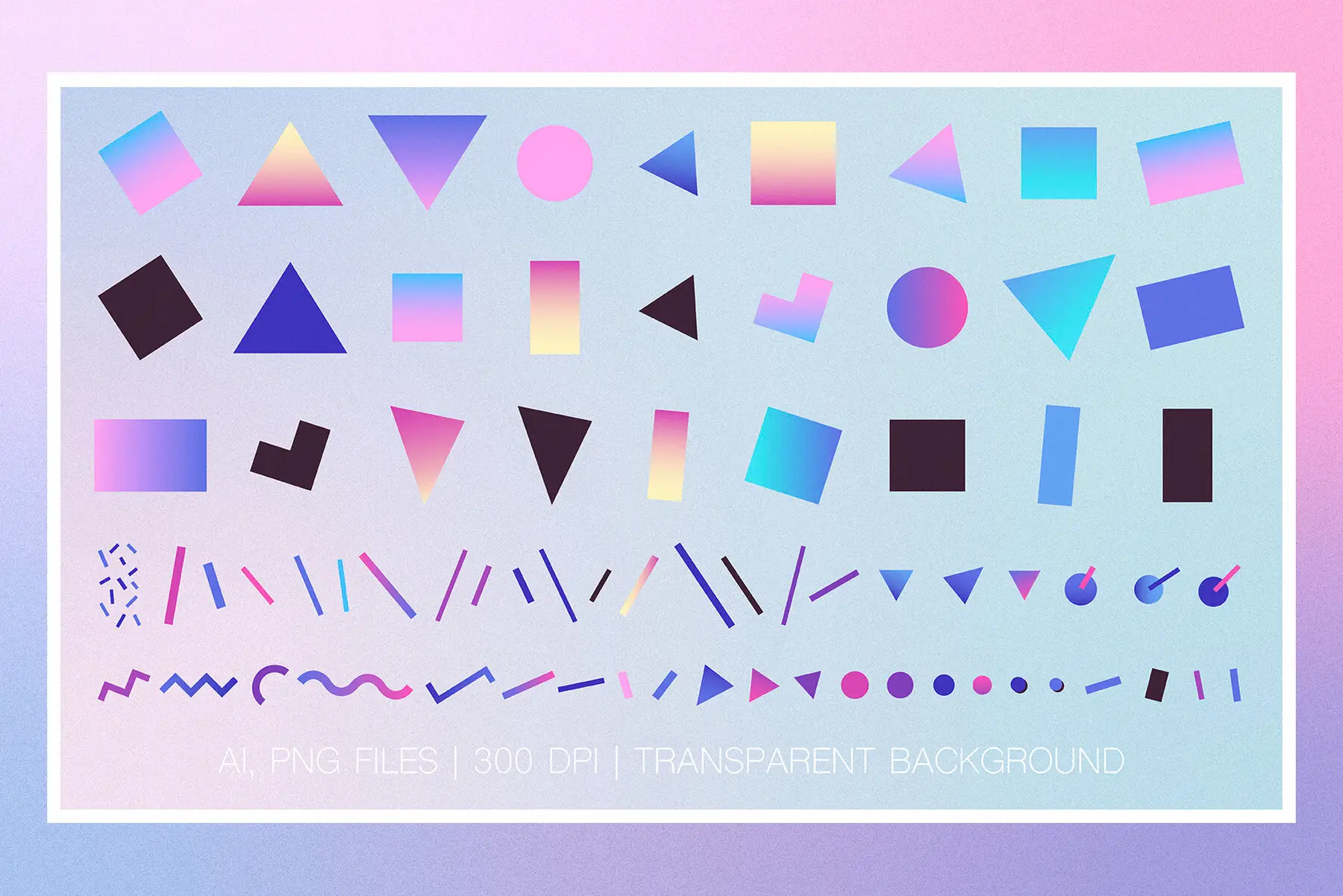 80s Retro Geometry Shapes and Gradients Graphics - YouWorkForThem