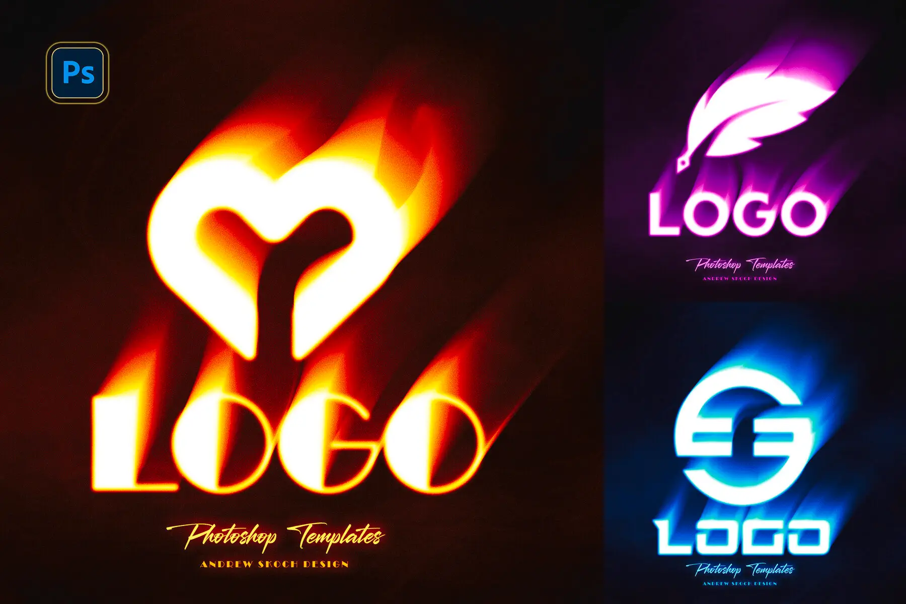 Flaming Logo Photoshop Mockup