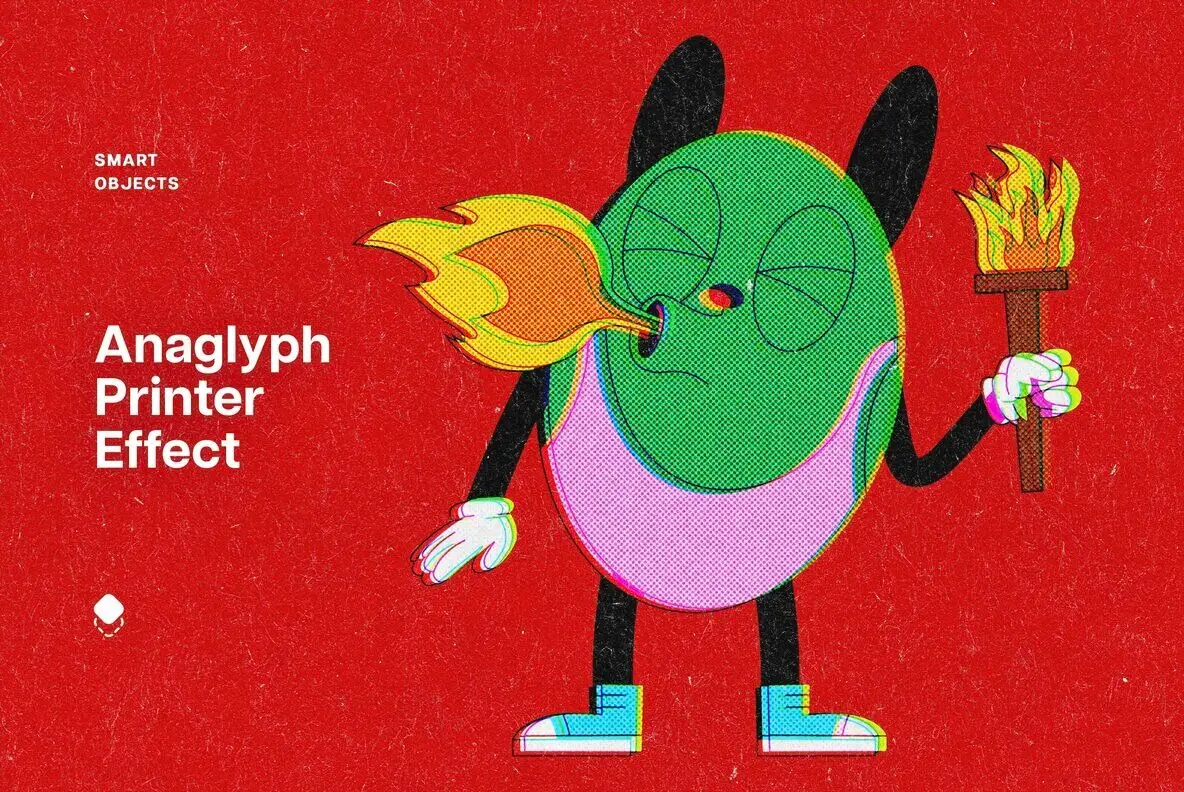 Retro Anaglyph Printer Design Template