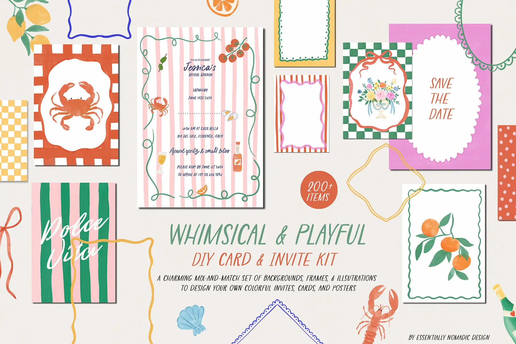 Whimsical Illustration and Frames Card Creator Kit
