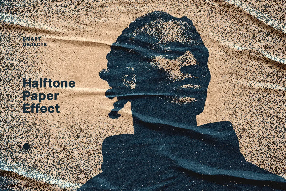 Glued Paper Noir Halftone Effect