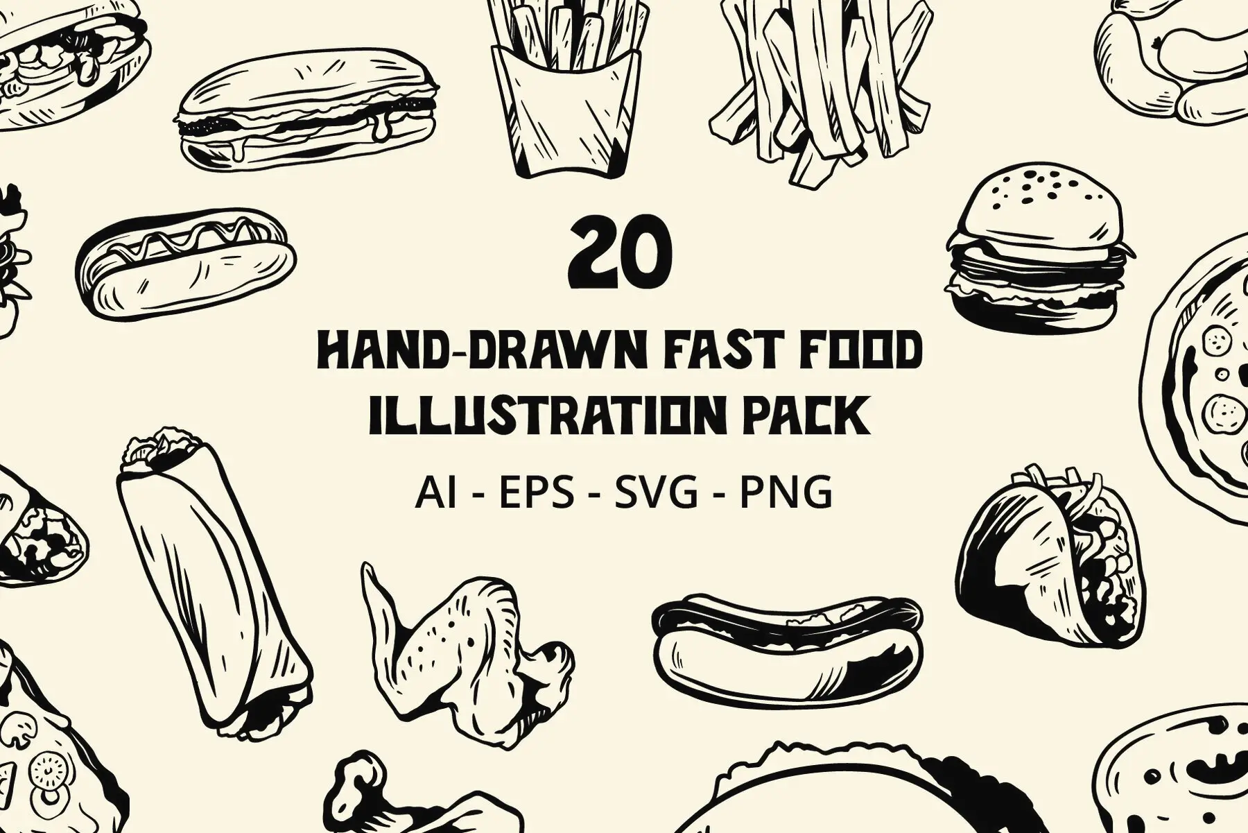 Hand Drawn Fast Food Illustration Graphic