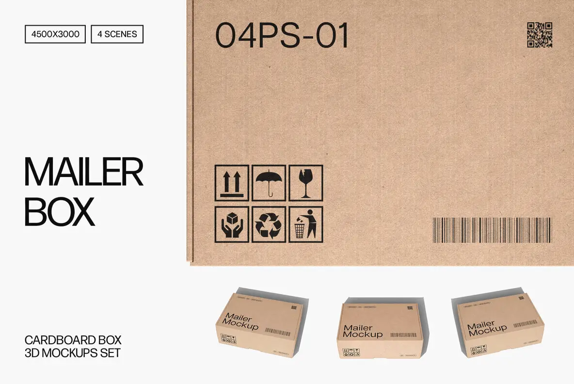 Mailer Box Mockups Set