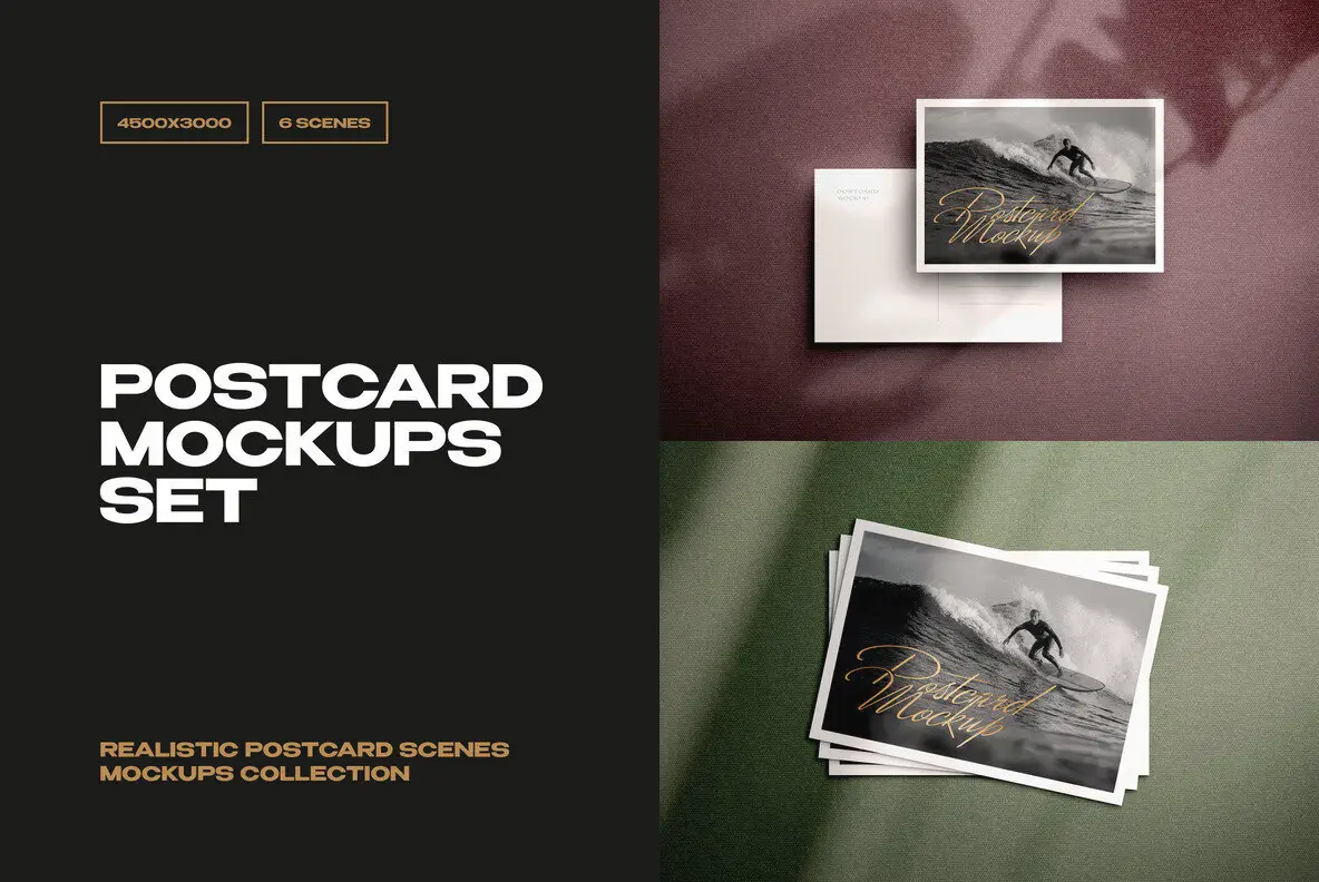 Realistic Postcard Mockup Scenes