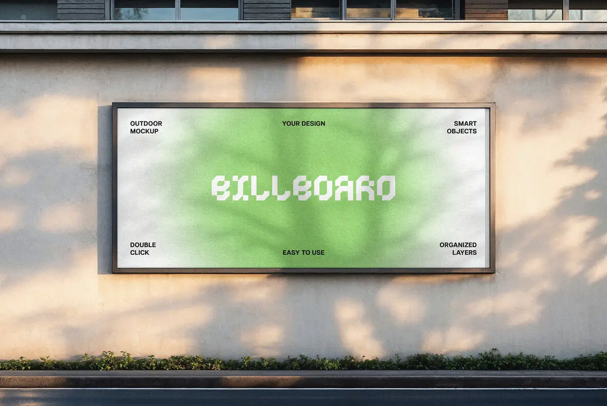 Outdoor Billboard Mockup with Shadow Overlay