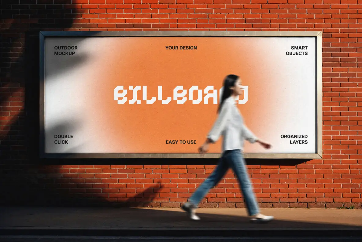 Brick Wall Billboard Mockup