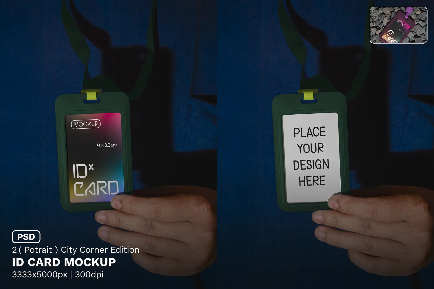 2 Realistic Scene City Corner Edition ID Card Mockup - VOL 1