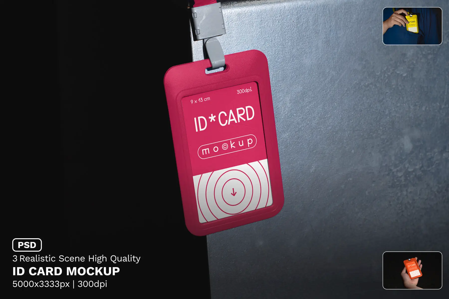 3 Realistic Scene City Corner Edition ID Card Mockup - VOL 2