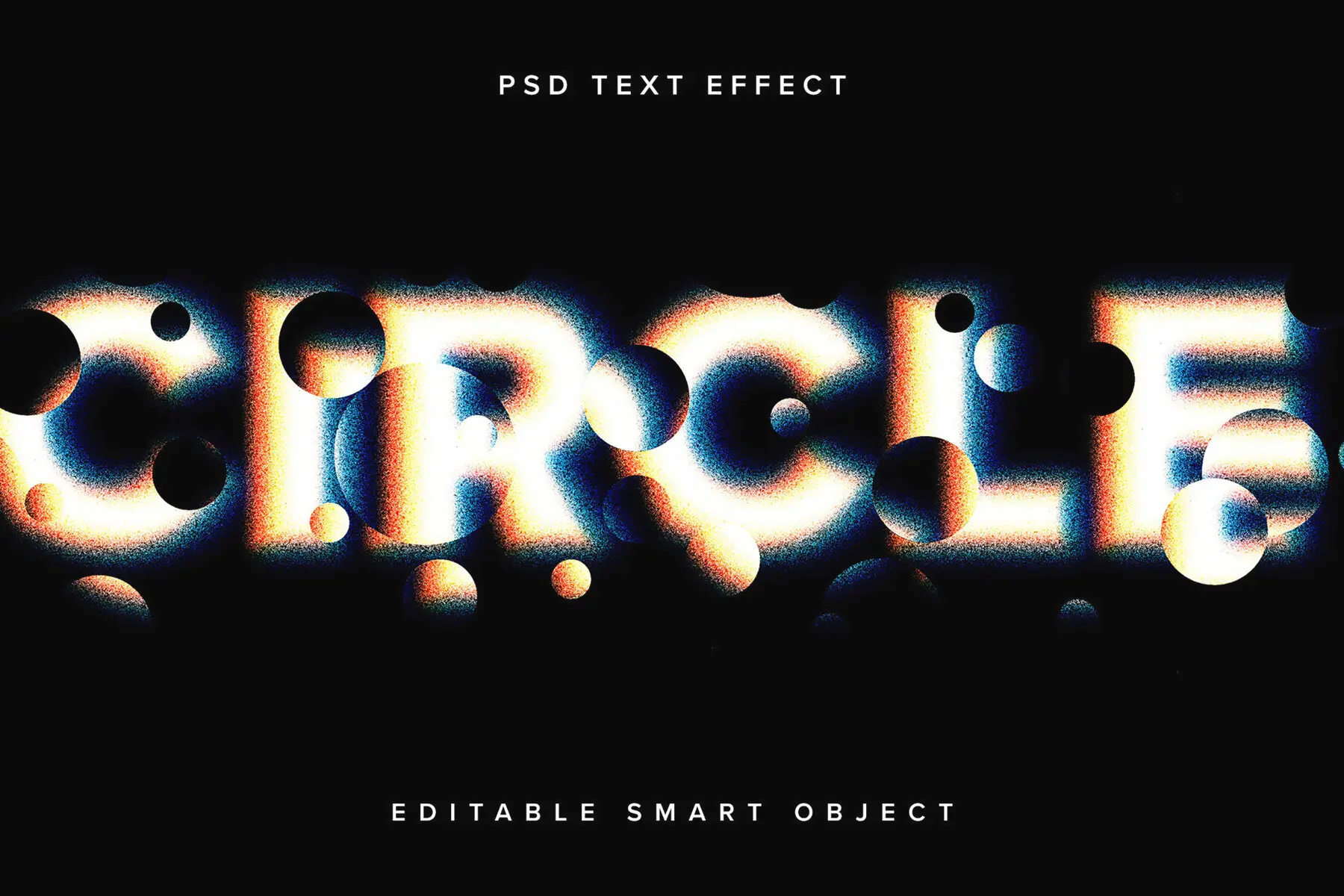 Colourful Distorted Text Effect Mockup