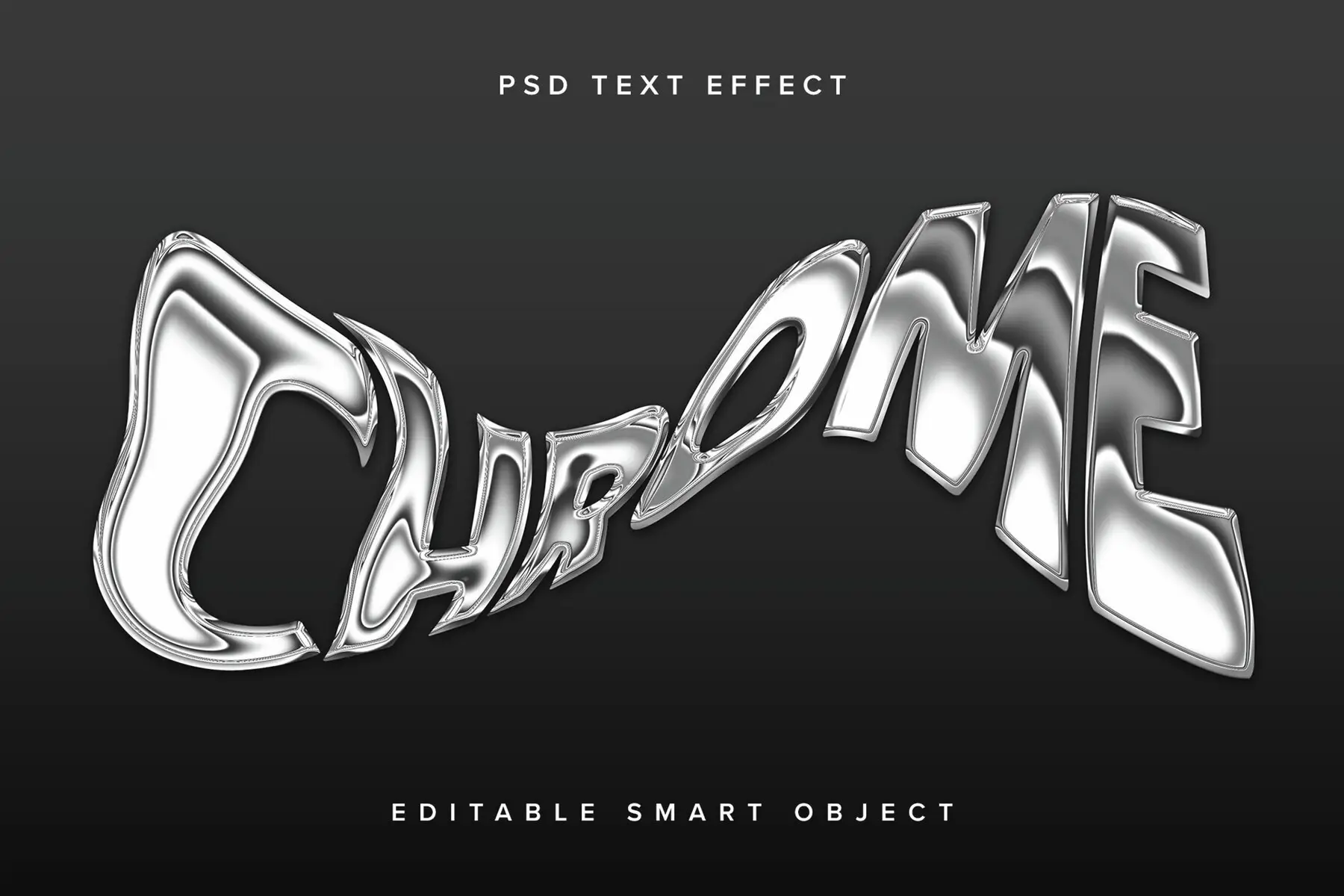 Warped Chrome Text Effect Mockup