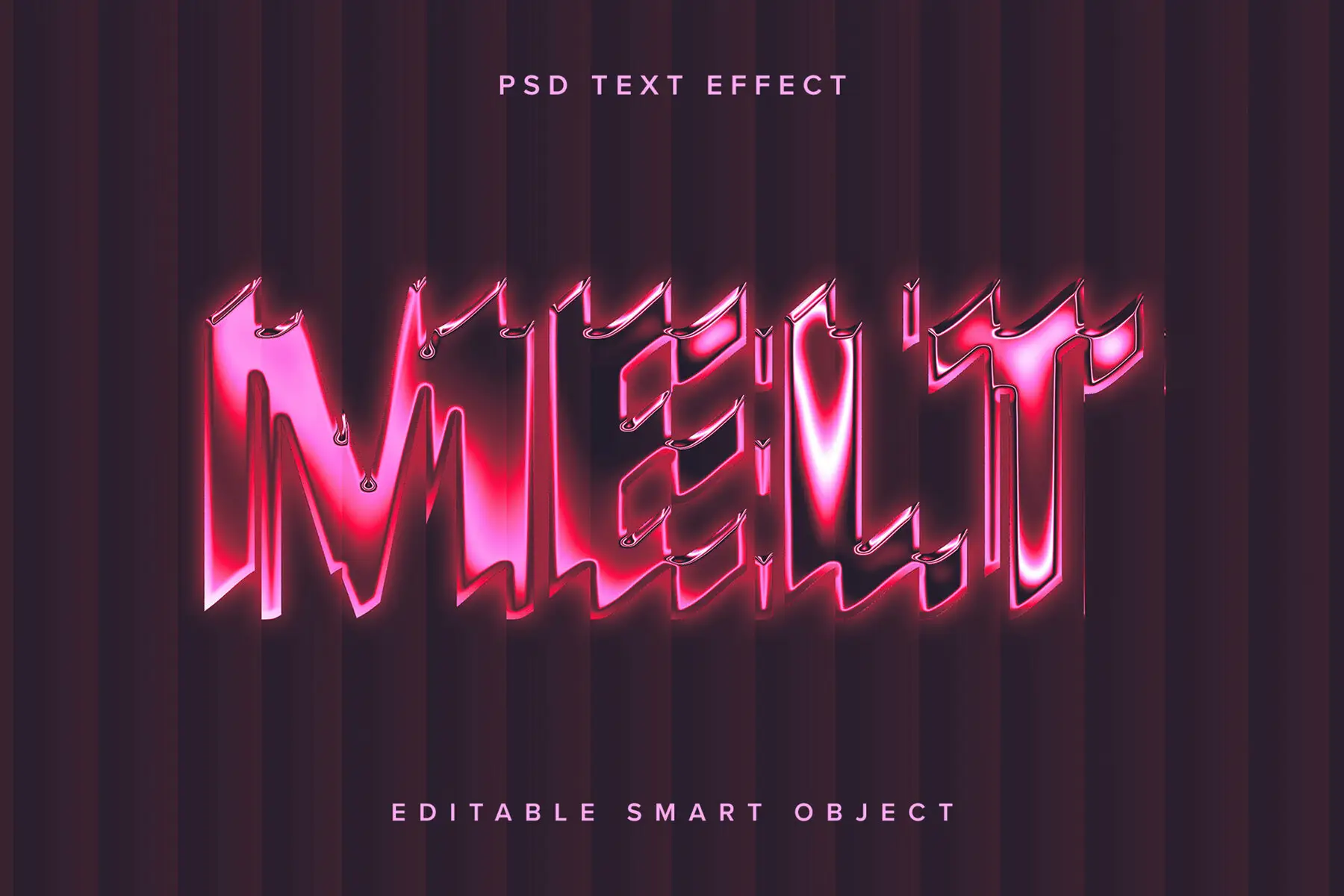 Distorted Pink Chrome Text Effect Mockup
