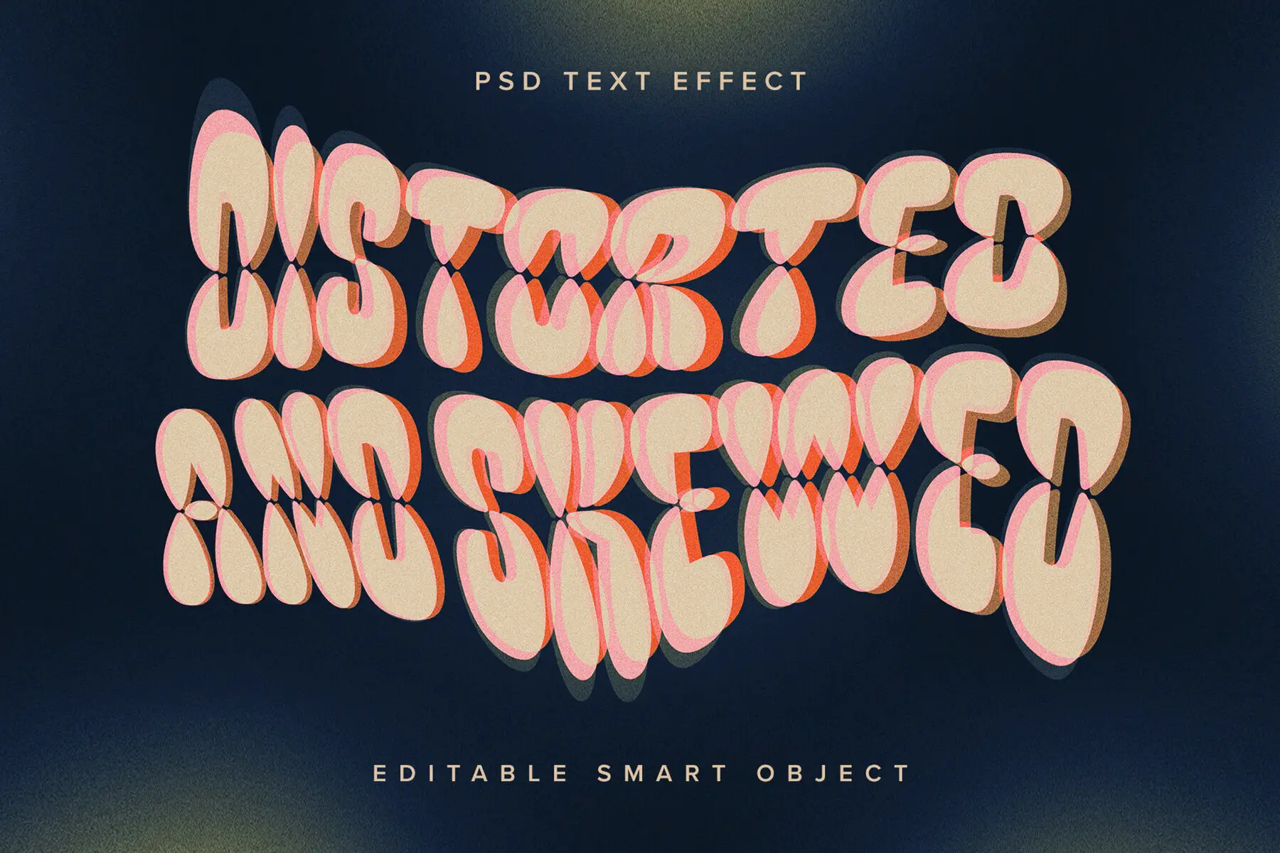Layered Distorted Text Effect Mockup
