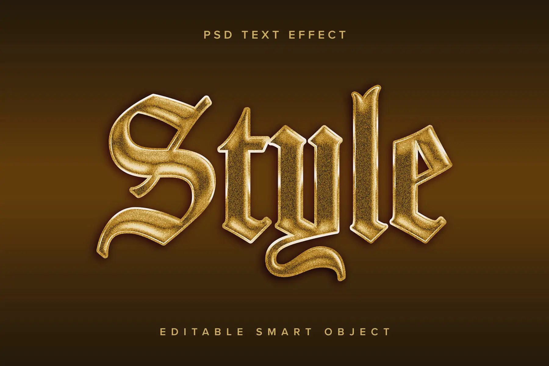 Textured Gold Chrome Text Effect Mockup