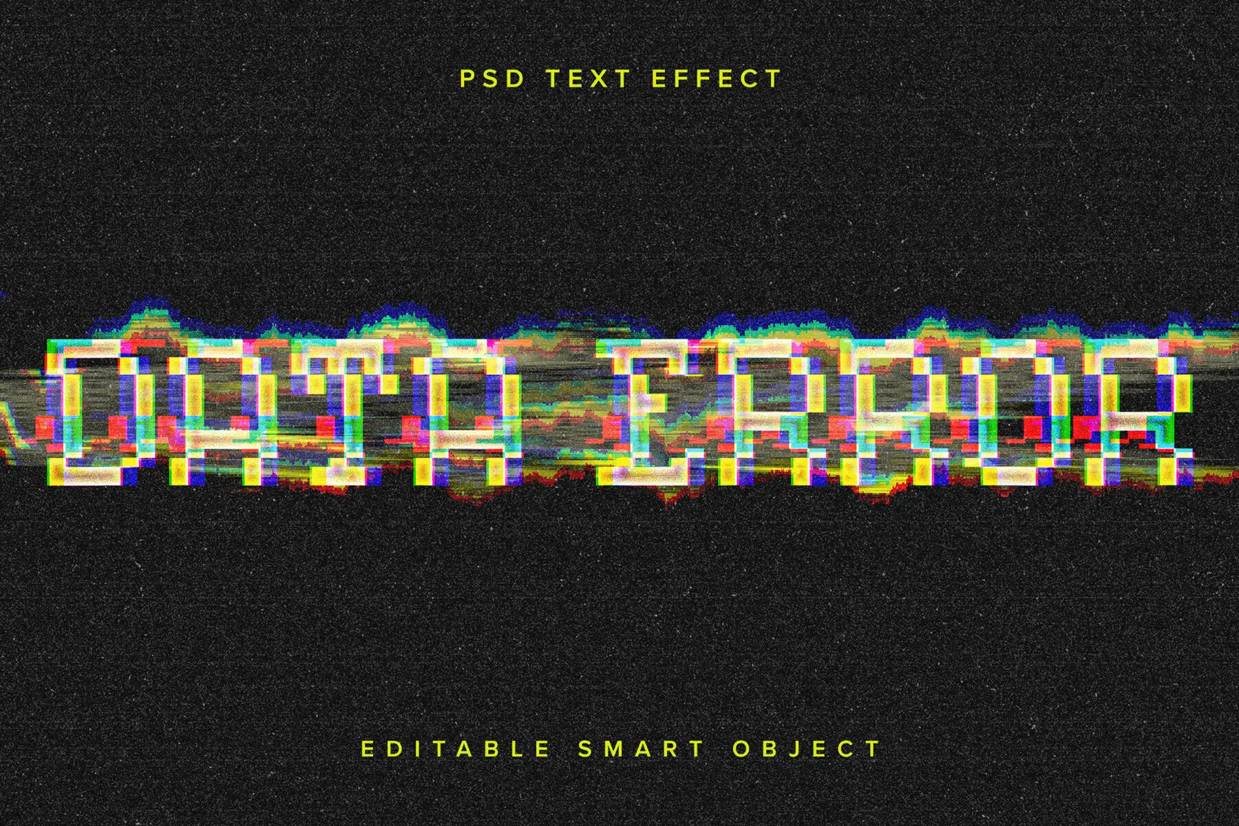 Distorted Glitch Text Effect Mockup