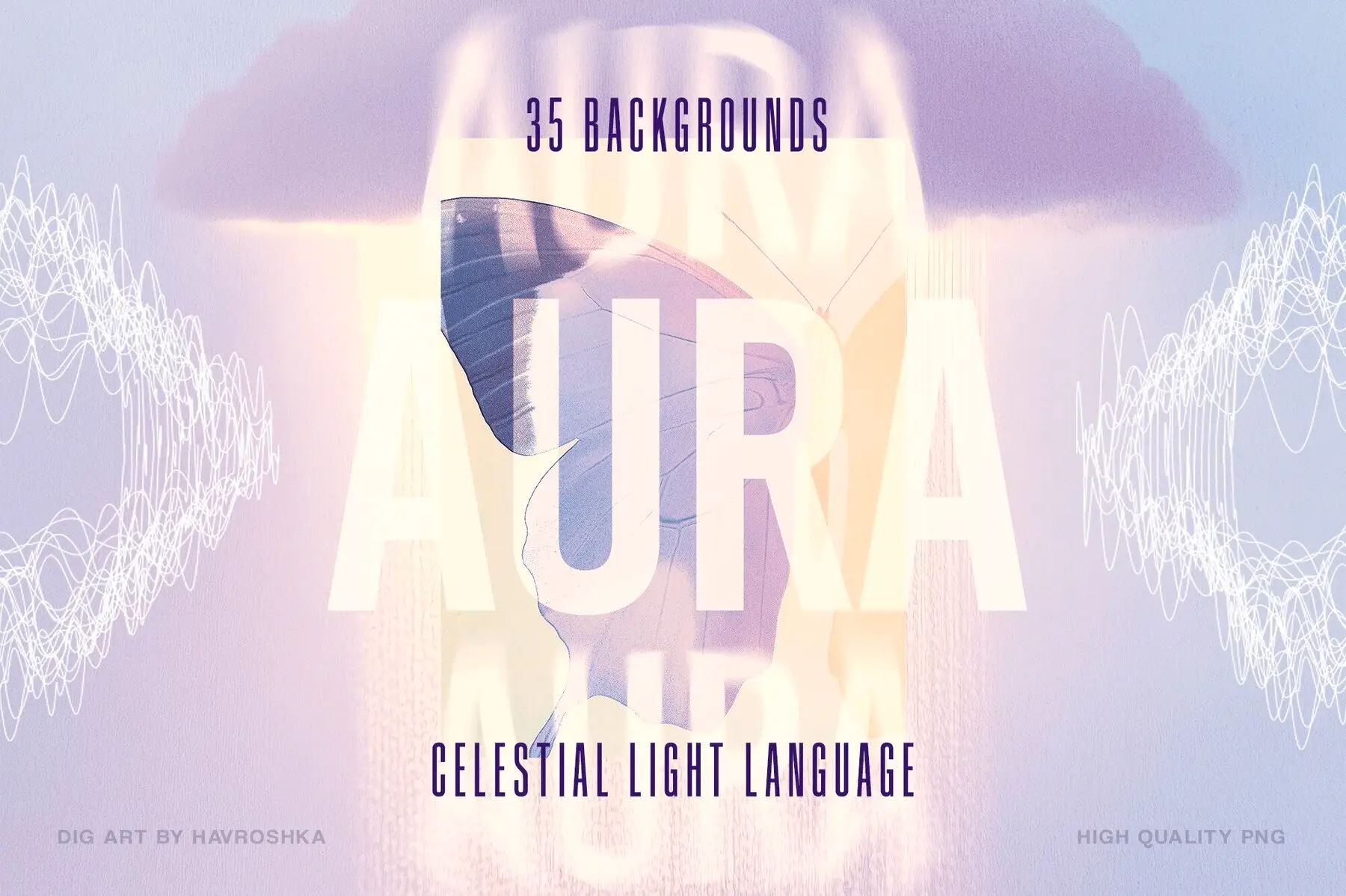 AURA - Celestial Light Language Backgrounds for Spiritual Design