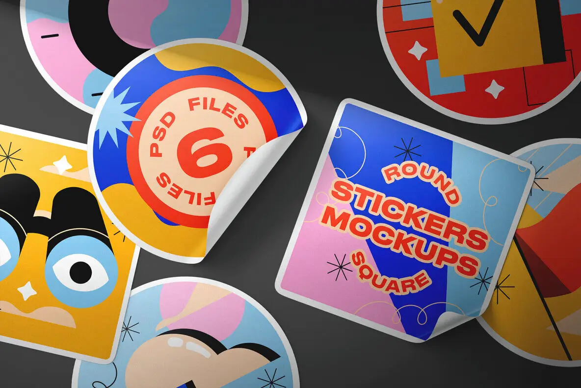Vinyl Stickers Mockups Pack