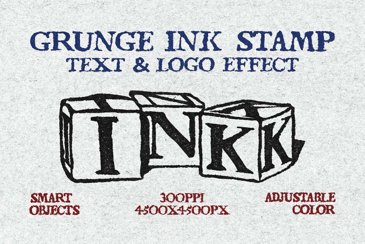 Grunge Ink Stamp Text and Logo Effect