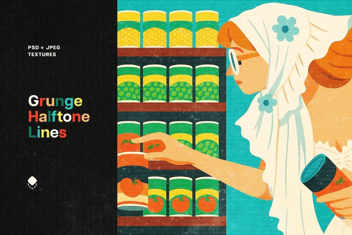 Grunge Halftone Lines Textures