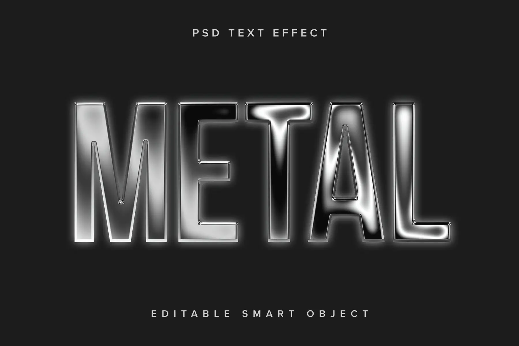 Silver Chrome Text Effect Mockup