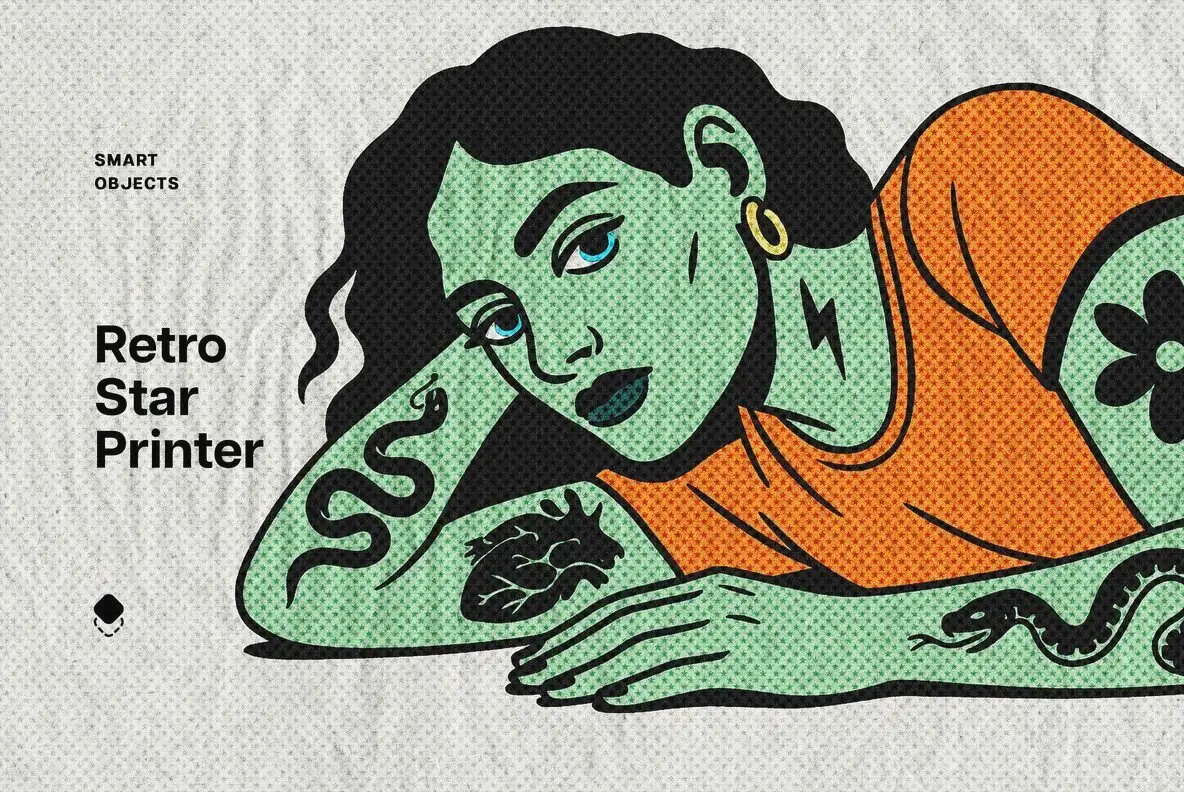 Retro Star Printer Design Effect