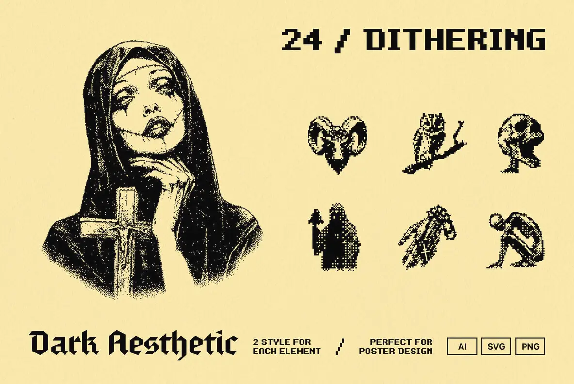 Dark Aesthetic Dithering Graphic Pack Vol.5