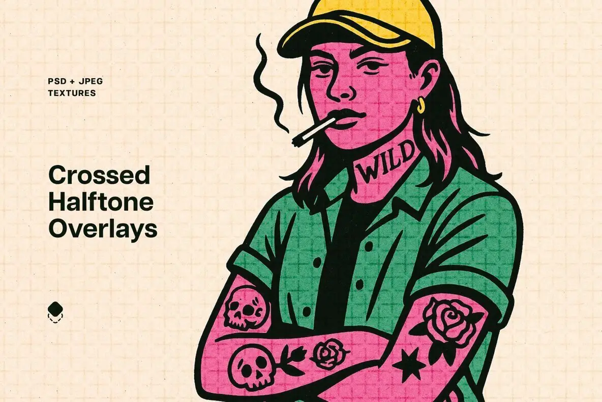 Crossed Halftone Overlay Textures