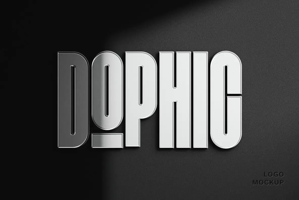 Glossy Chrome Logo Mockup