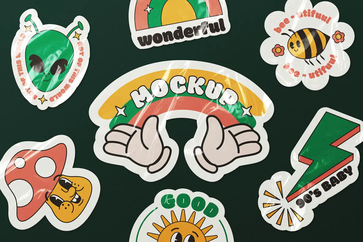Wrinkled Sticker Mockup