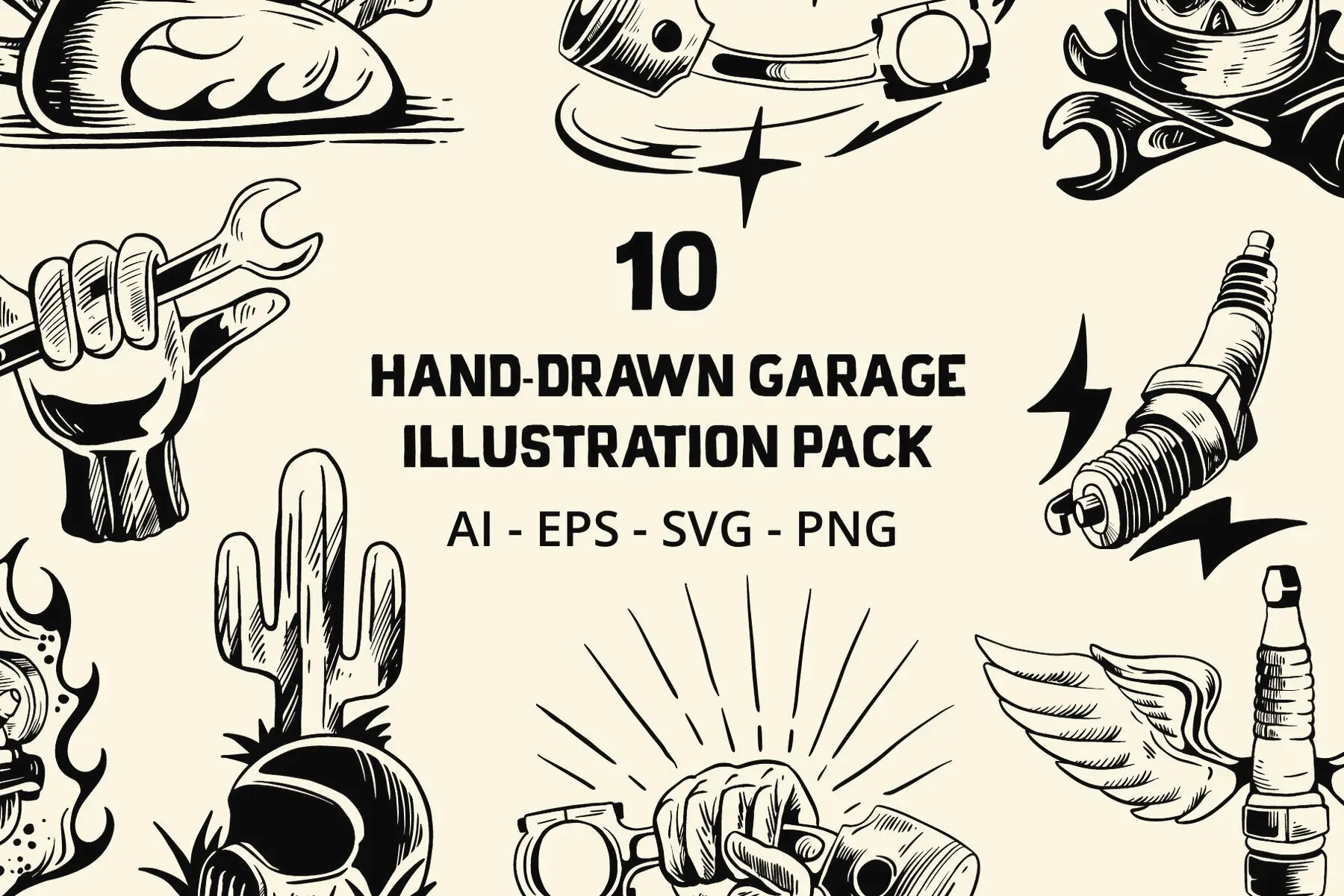 Hand Drawn Garage Illustration Pack