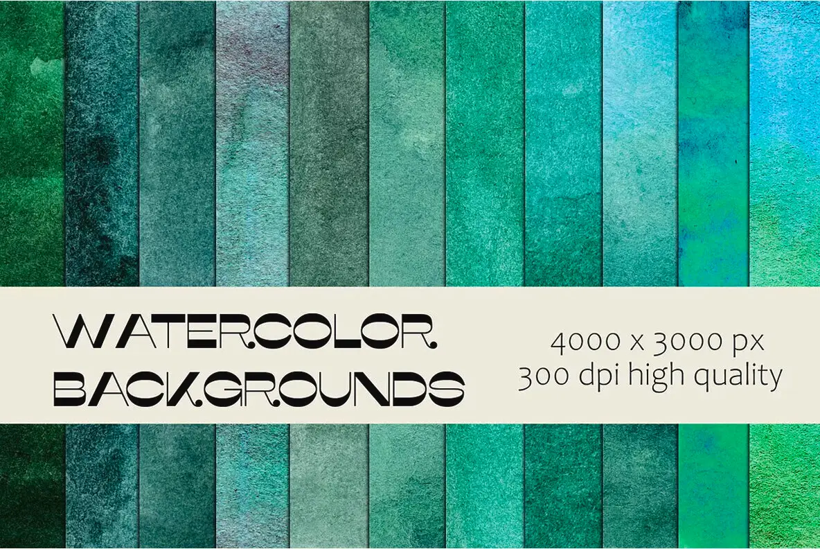 Green Watercolor Digital Backgrounds