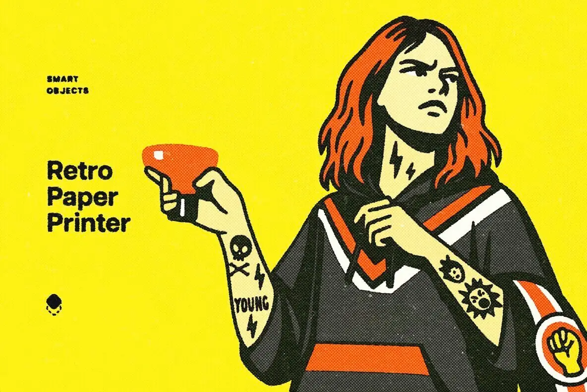 Retro Paper Printer Design Effect