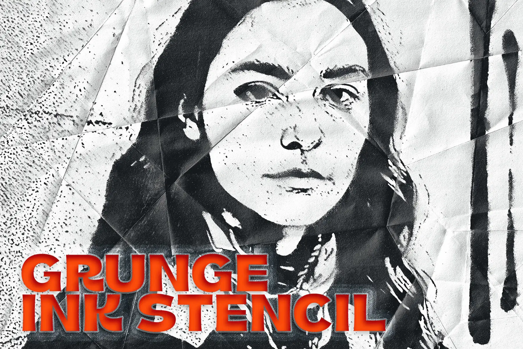 Grunge Ink Stencil Image Effect Mockup