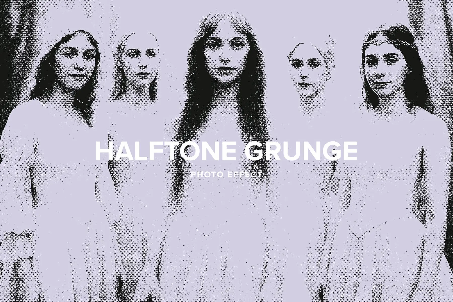 Halftone Grunge Image Effect Mockup