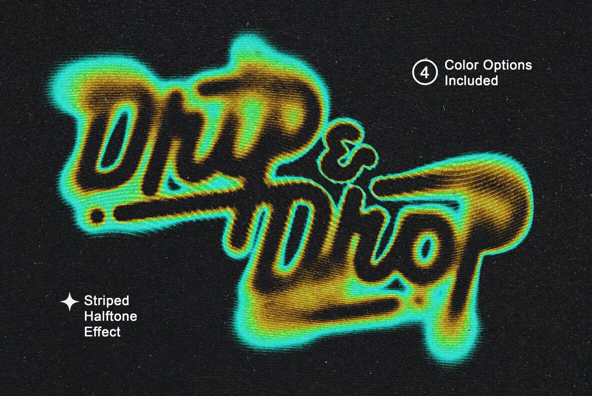 Striped Halftone Text Effect