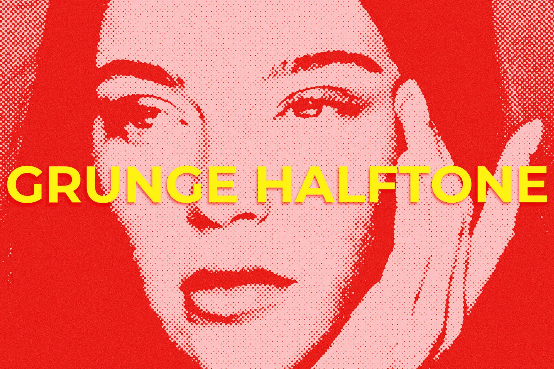 Red Grunge Halftone Image Effect Mockup