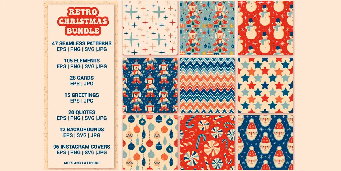 Retro Christmas Graphics Bundle