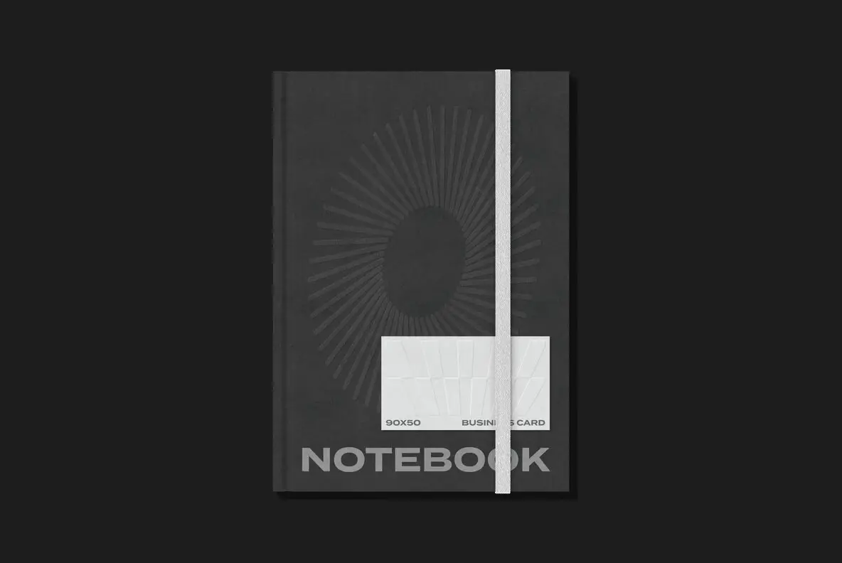 Notebook and 90x50 Business Card Mockup