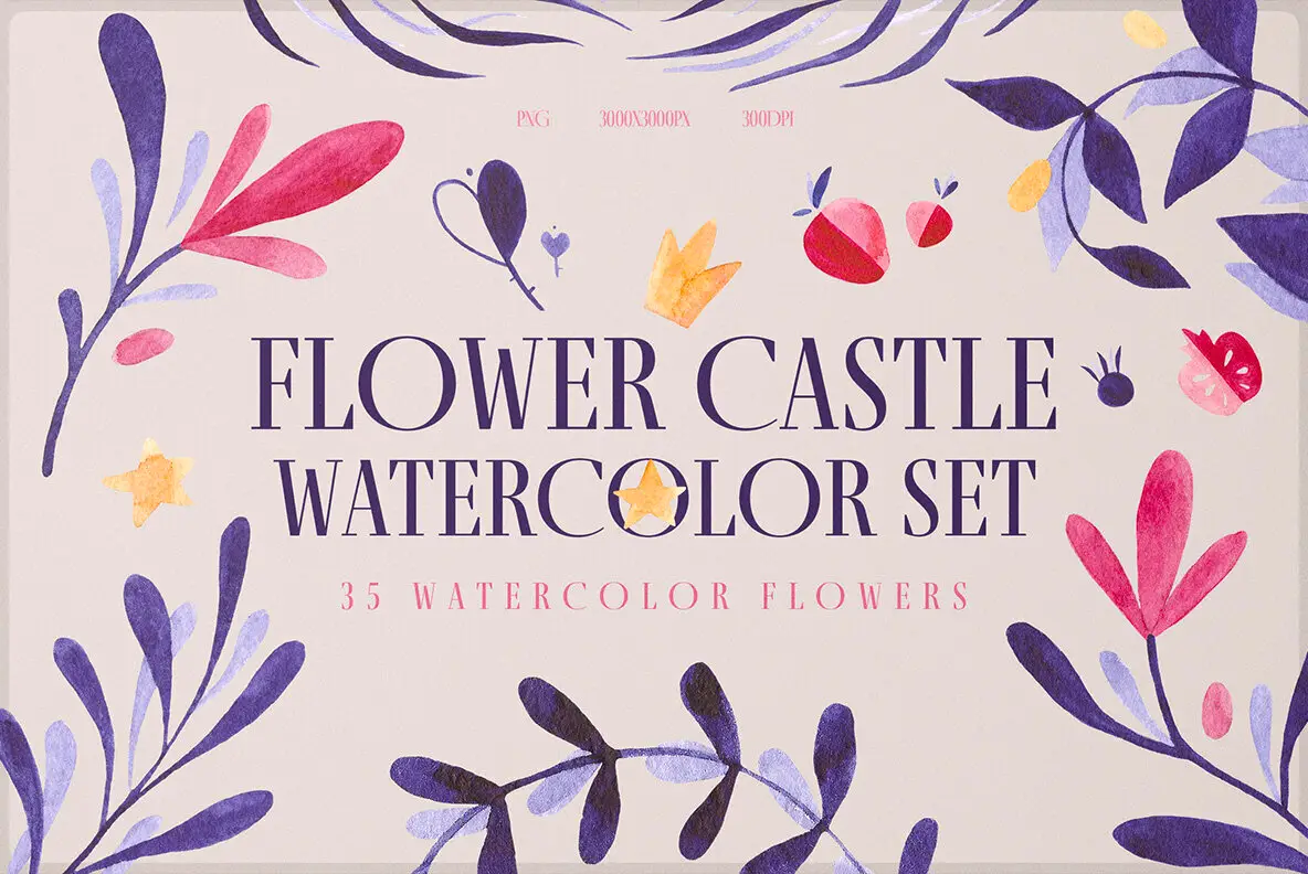 Flower Castle — Watercolor Set
