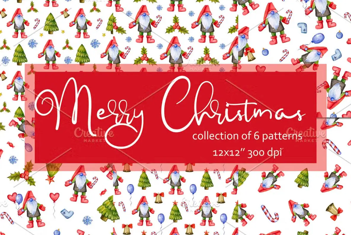 Christmas gnomes seamless patterns