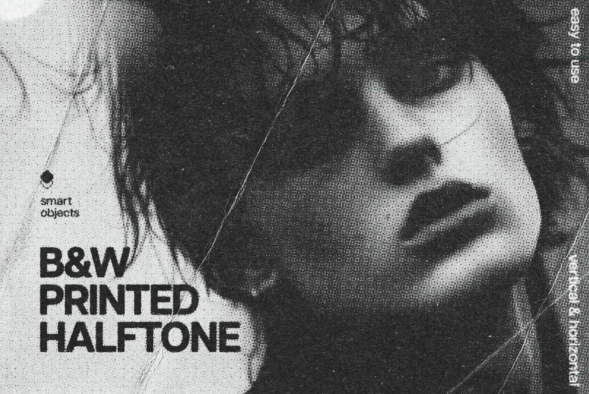 Black and White Printed Halftone Effect