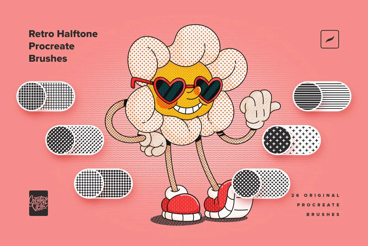 Retro Halftone Procreate Brushes