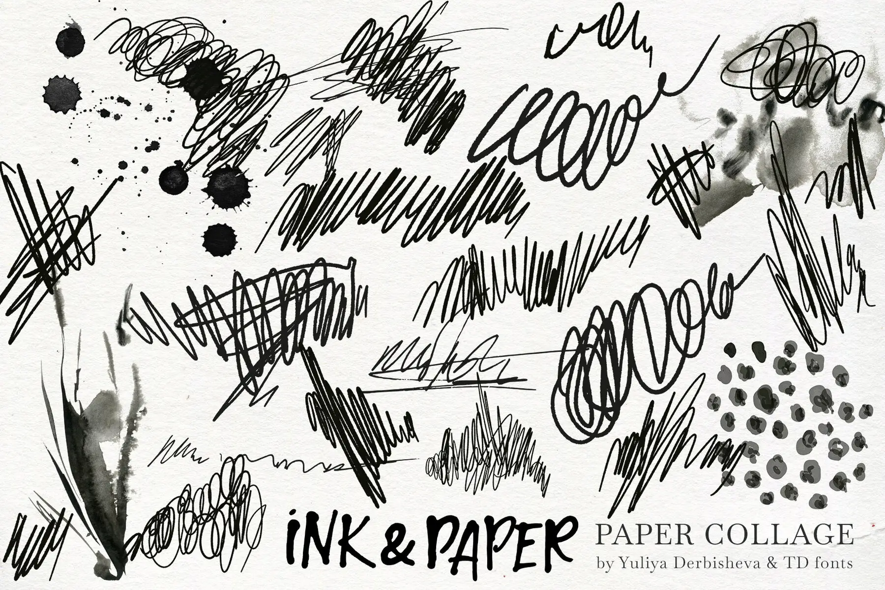Ink Paper collage Modern Vintage elements Torn Cutout pieces Textures ...