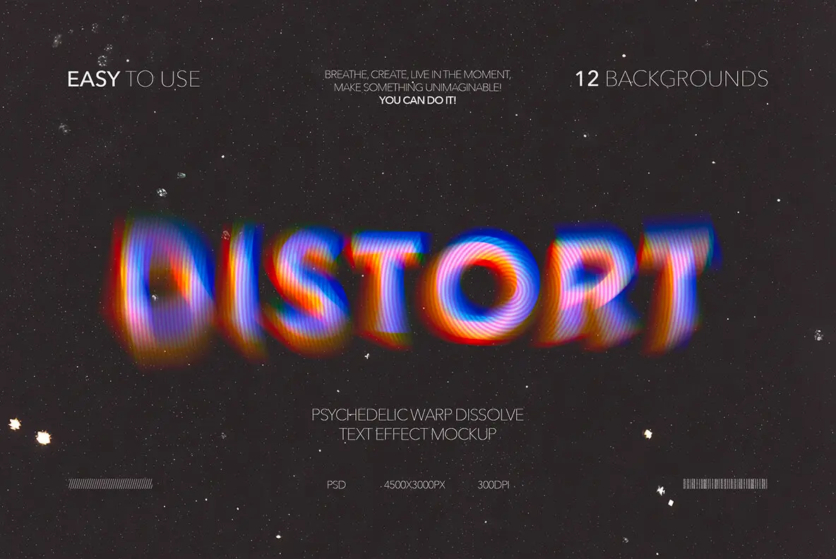Psychedelic Warp Dissolve Text Effect Mockup