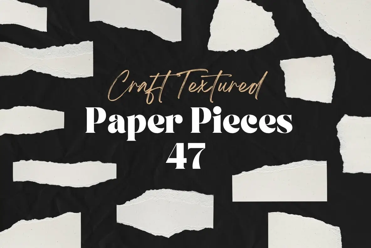 47 Beige Textured Ripped Craft Paper Pieces