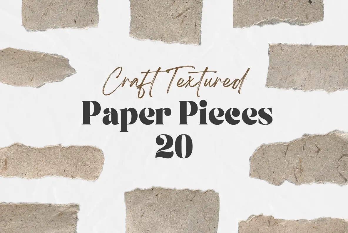 20 Brown Textured Ripped Old Craft Paper Pieces