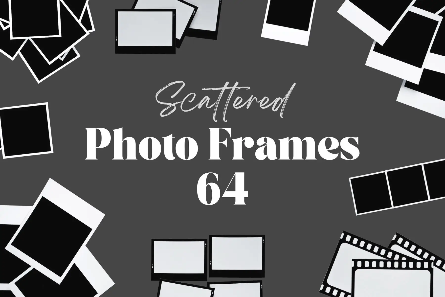 64 Scattered Blank Polaroid Photo Frames