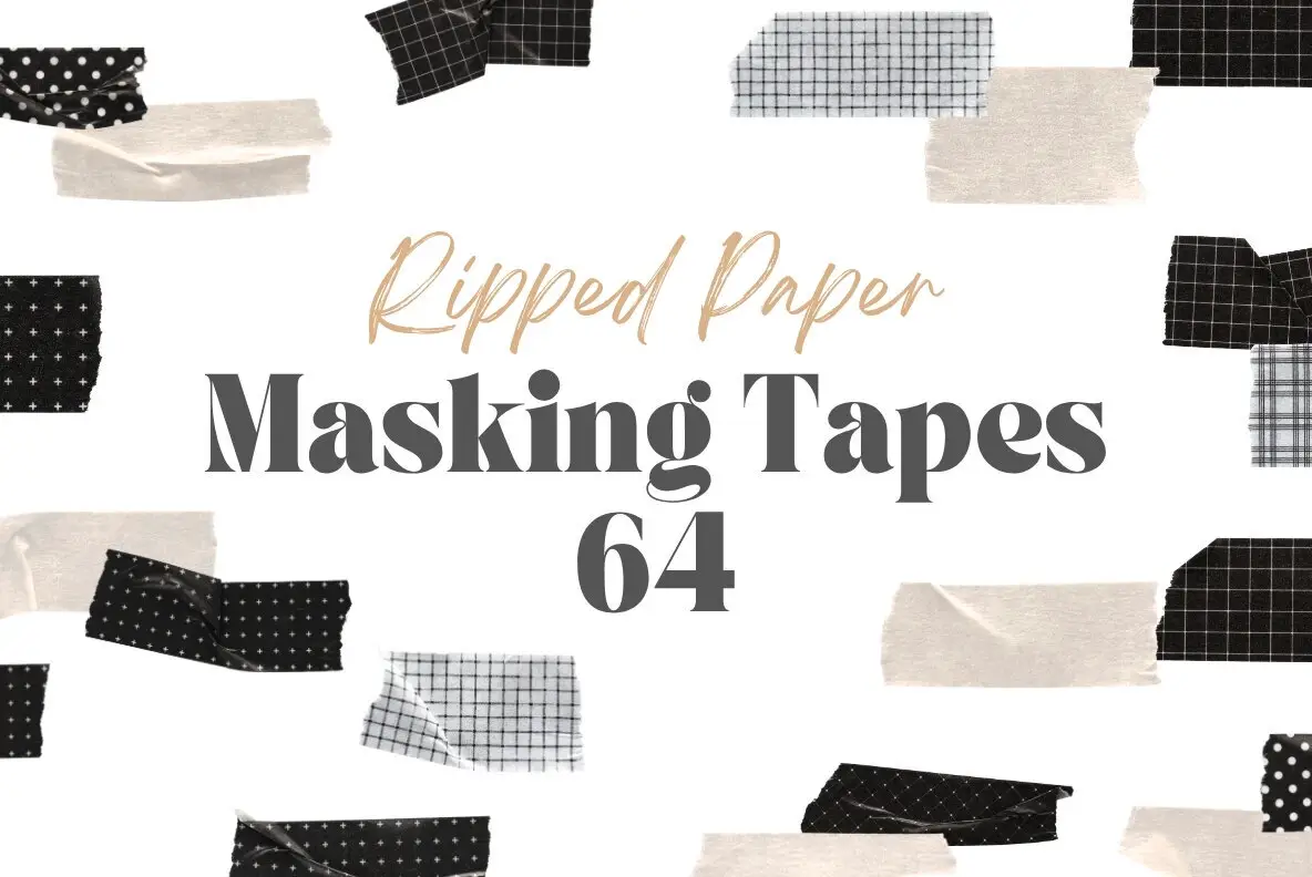 27 Black And White Ripped Dots And Checked Washi Tapes