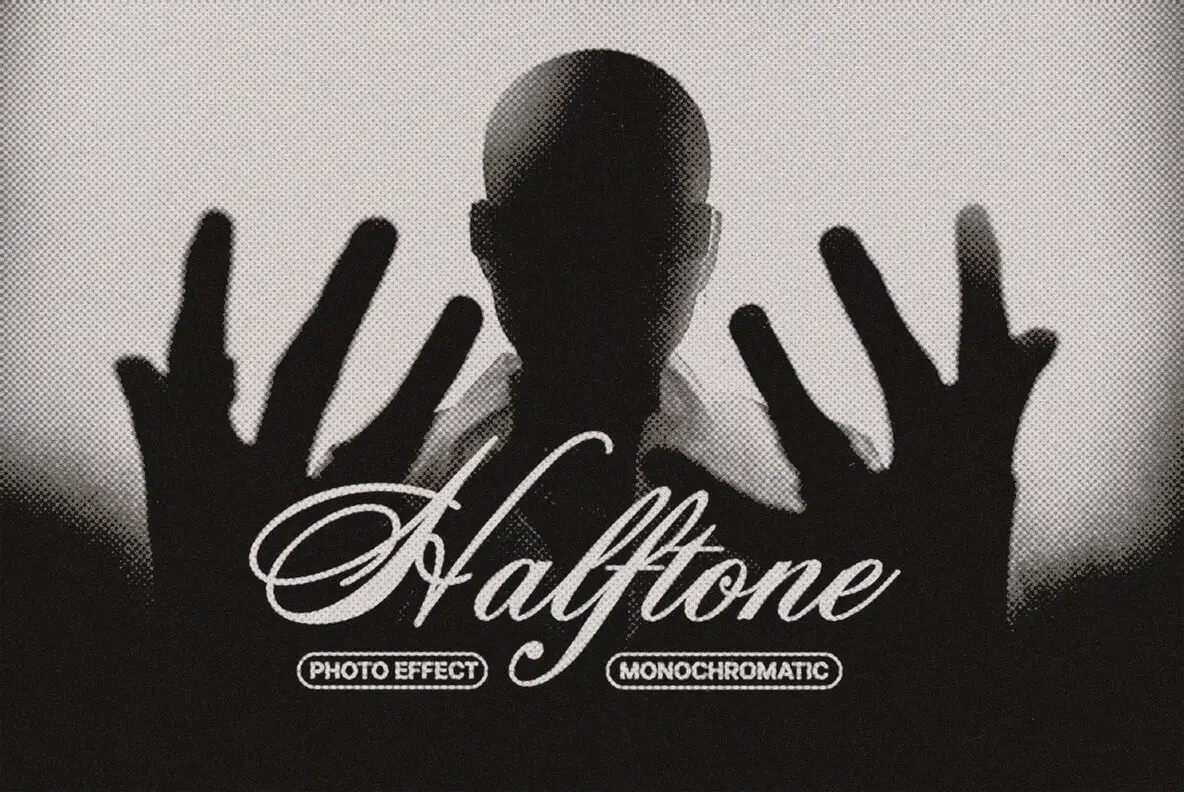 Monochromatic Halftone Photo Effect