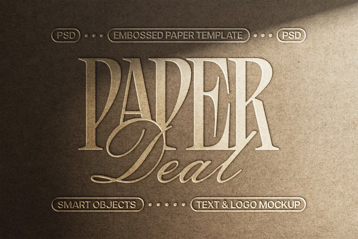 Paper Emboss Text and Logo Mockup