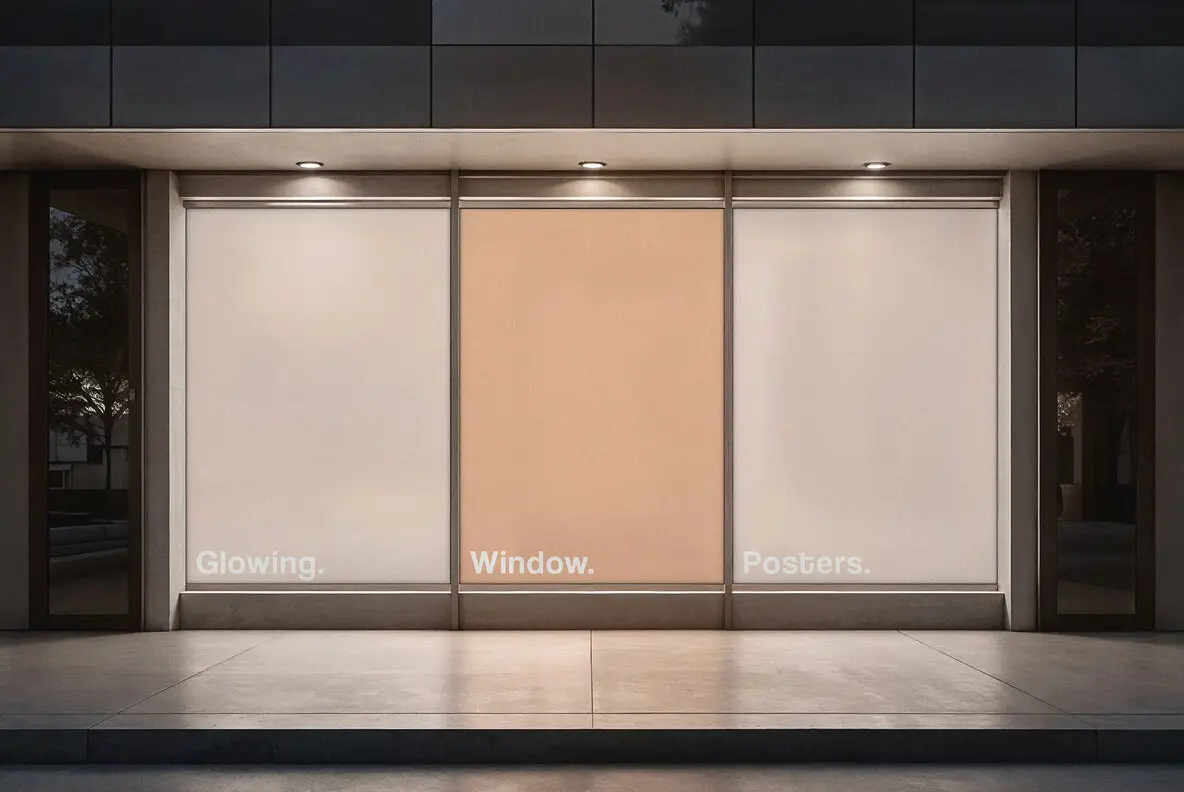 Outdoor Glowing Posters Mockup